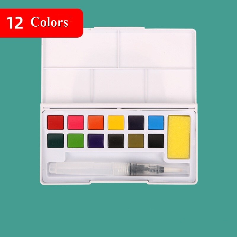 12/18/24/36 colores Kit de acuarelas sólidas para niños pintura pigmento de agua sólida con pincel de dibujo suministros de pintura artística