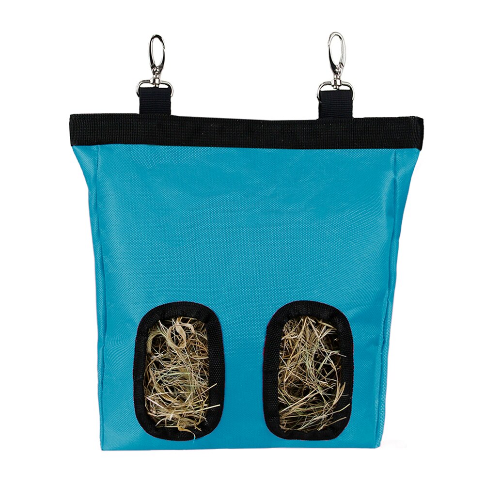 Oxford Cloth Small Animals Supplies Hay Bag Hanging Pouch Feeder Holder 2/4 Holes Hay Bag Hanging Feeder Sack Holder: 2 Holes Blue
