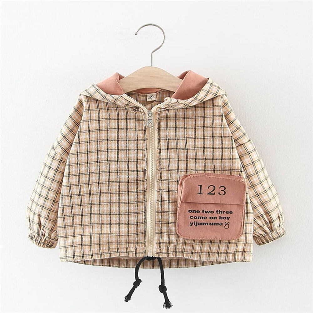 Koreaanse Kinderkleding Pure Kleur Digitale Pocket Geruite Jas Herfst Kid 'S Jas Jongen Meisje Bovenkleding