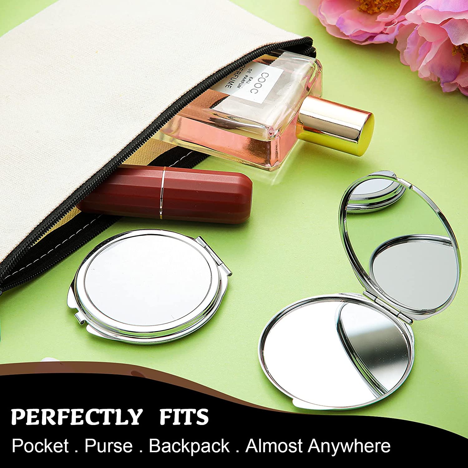 20Pcs/Lot Sublimation Blanks Metal Pocket Compact Mirror Travel Makeup Mirror For Women Men Home Travel Use