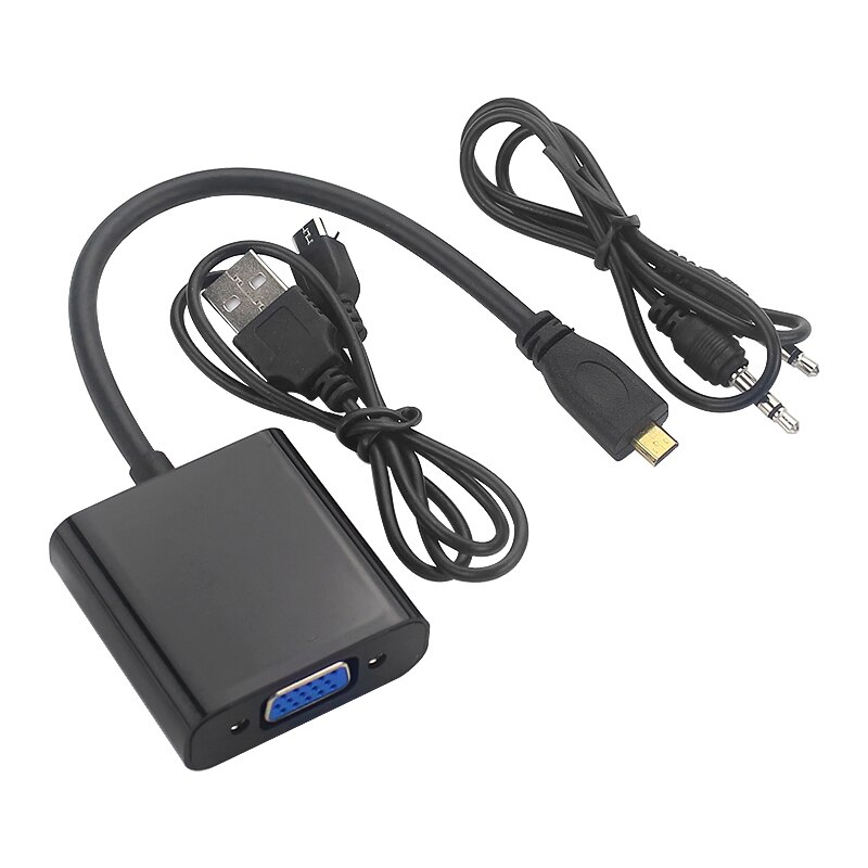Micro-HDMI to VGA Adapter Cable 1080P Video Converter with Audio Jack USB Power Cable for Camera Raspberry Pi 4: Default Title