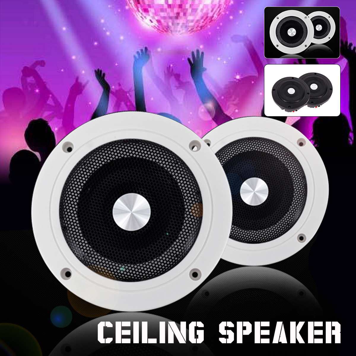 2Pcs Draagbare Plafond Speakers 5.2 Inch In Muur Speaker Wit/Zwart Dak Luidsprekers 30W Home Audio Mobiele passieve Luidsprekers