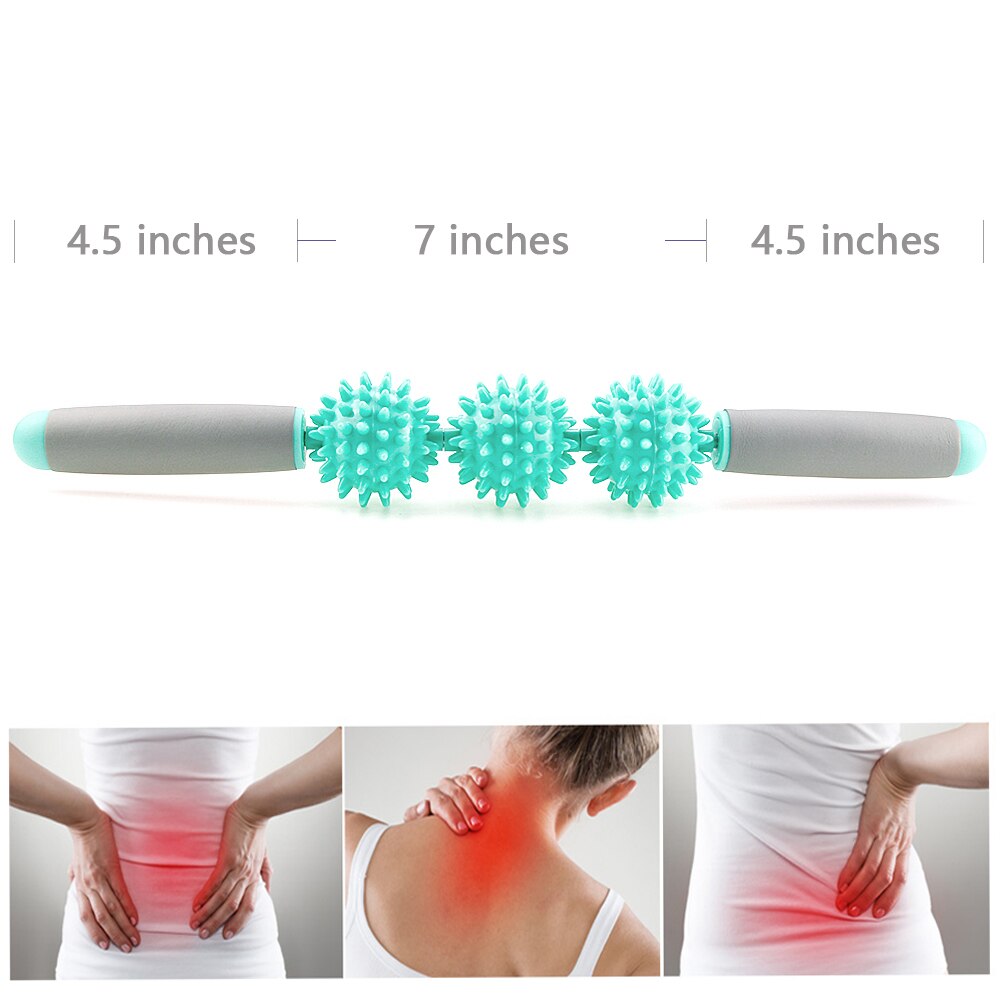 Muskelmassage roller stick body relax tool muskel roller sticks med 3 punkt spids kugle