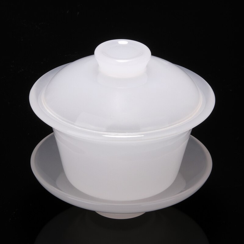 160 Ml Gaiwan Witte Jade Porselein Thee Kom Met Deksel Schotel Set Kantoor Theeceremonie Drinkware Verjaardag Collectie