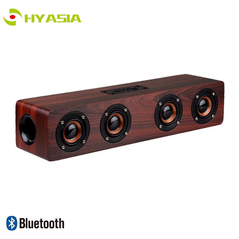 HYASIA Soundbar Bluetooth Speaker Wireless Wooden Desktop PC Speaker TV Support TF AUX Handsfree Audio for Bookshelf Phone Home