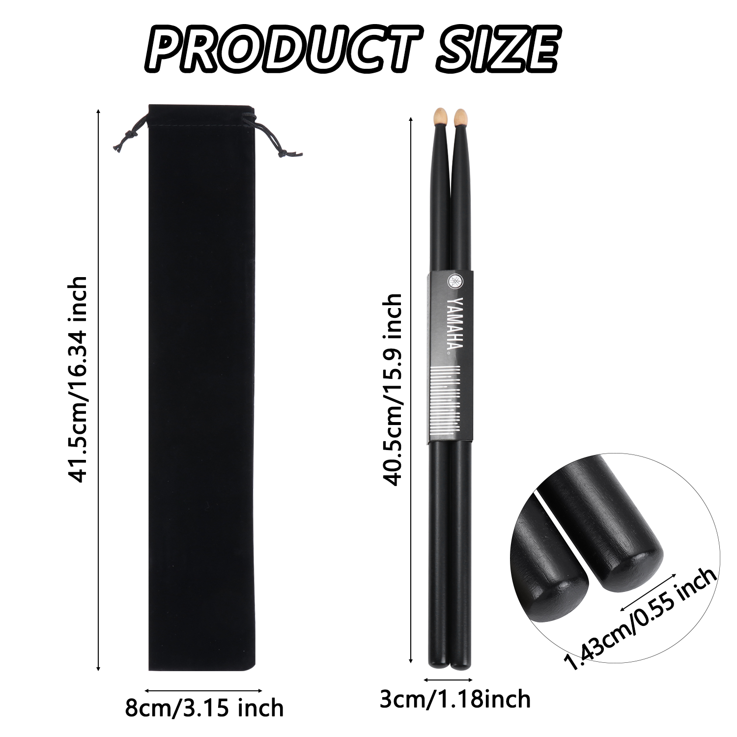 1 Pair Black 5A Drum Sticks Classic Maple Wood Drumsticks Musical Instruments Percussion Instruments With Carrying Bag