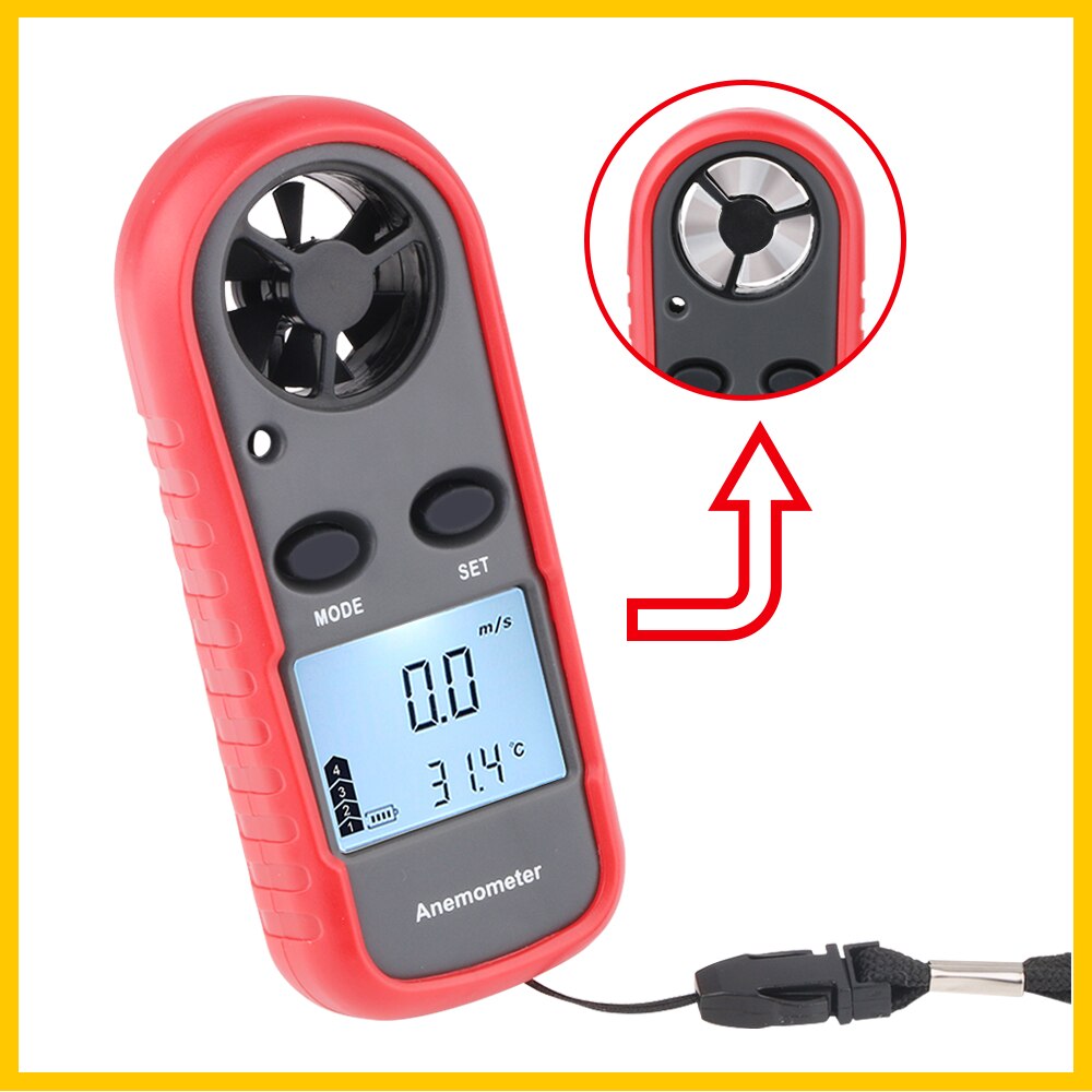 Portable Wind Speed Meter Digital Anemometer Thermometer 30m/s LCD Backlit Hand-heldMeasuring wind speed Tool WT816
