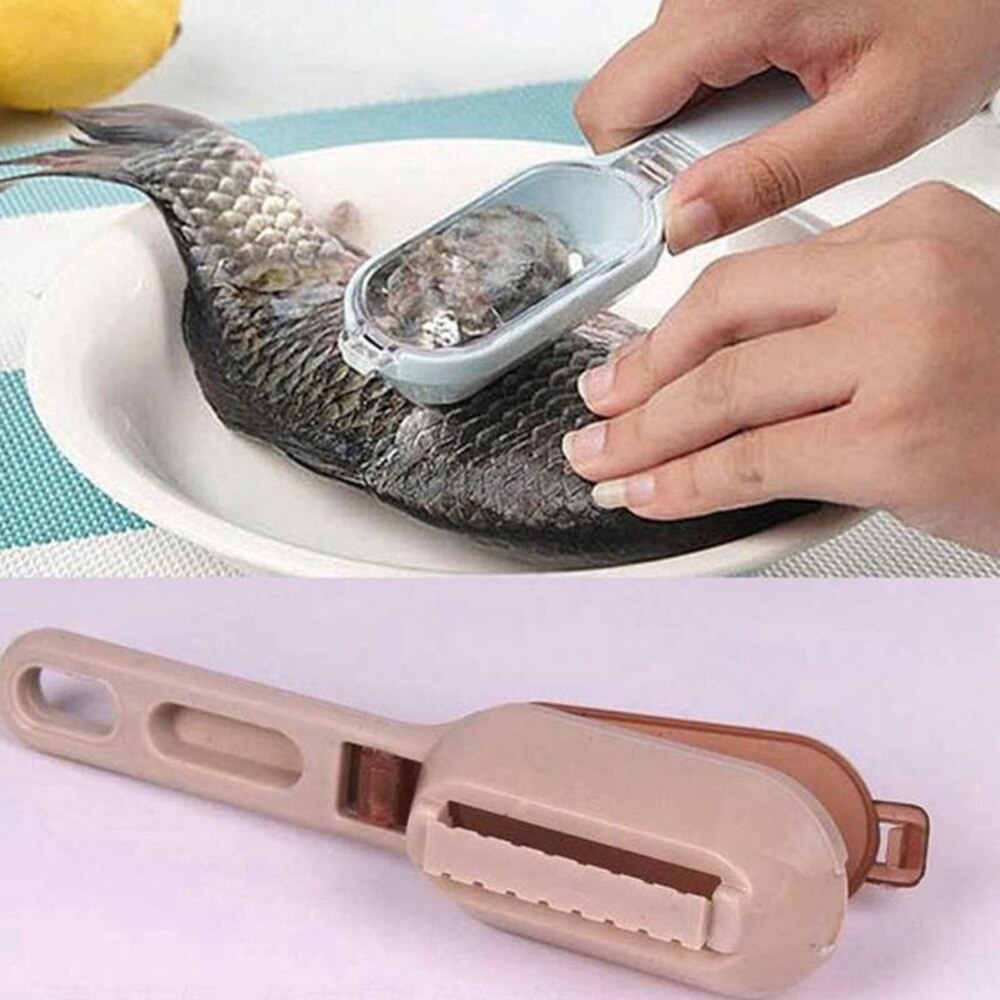 Efficient Fish Scale Peeler Quick Cleaning Fish Skin Steel Plastic Scraper Kitchen Fish Scale Remover