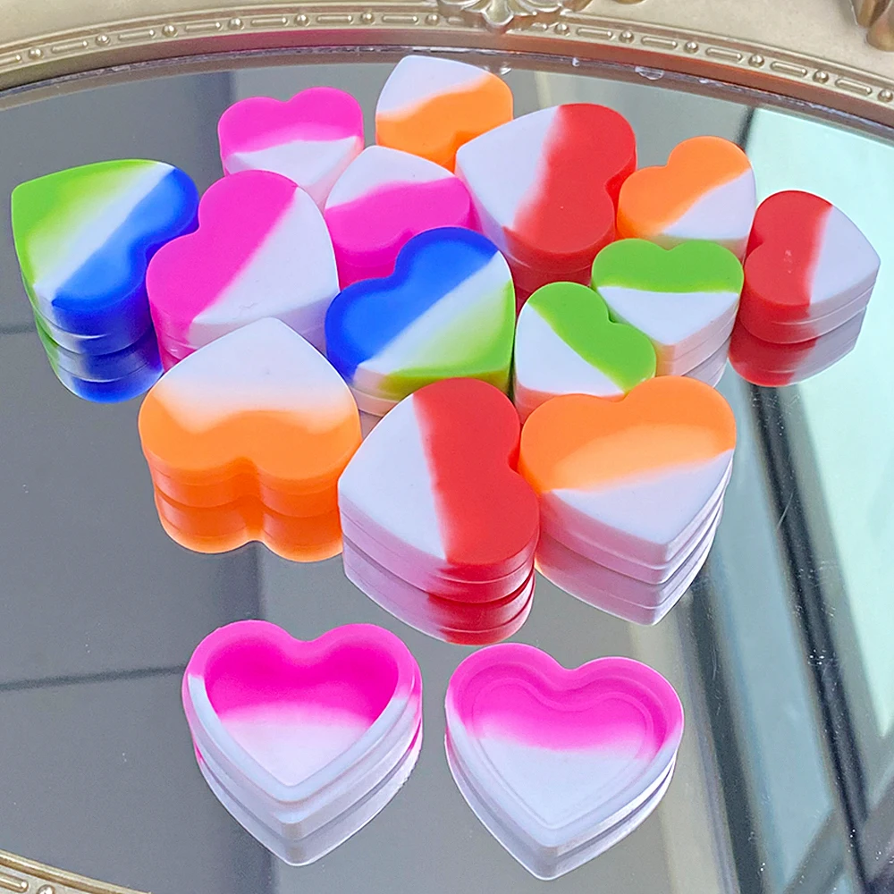 10 stuks roze hartvormige siliconen potjes voor olie, meisjesachtige opbergdoosjes voor nagelfolie, lippenstift, make-upcrème