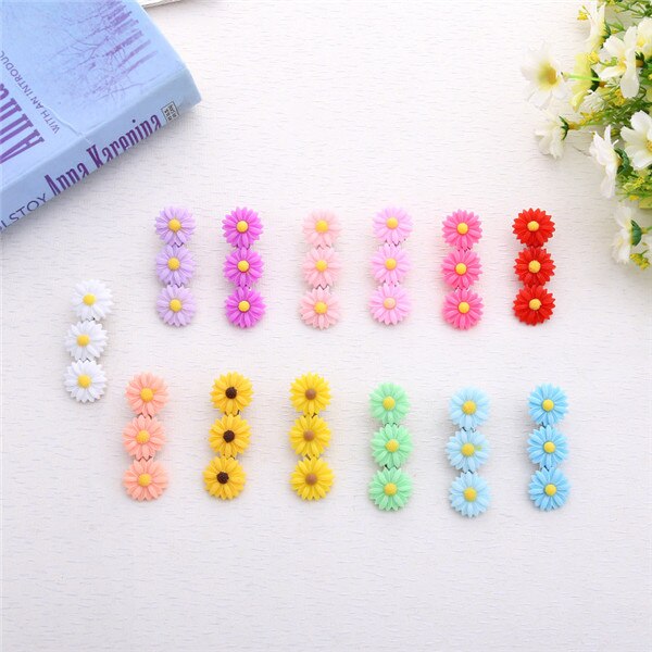10PCS Hairpins Small Flowers Gripper Children 4 Claws Plastic Hair Clip Clamp for Baby Girls Hair Accessories: Yellow