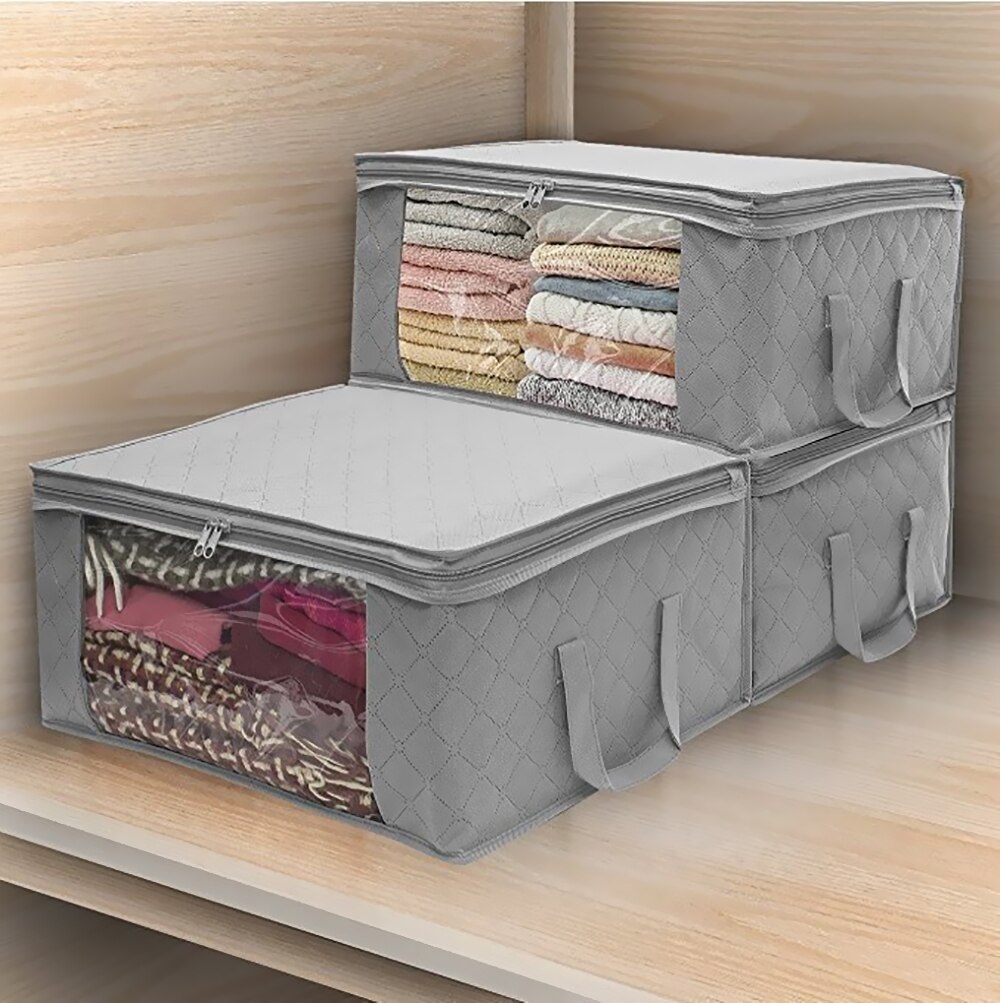 3Stck Kleidung Schrank Organizer Taschen Tuch Decke Decke Wandschrank Kasten Taschen Hause Faltbare Lagerung Organisation Waschen Feuchtigkeit-beweis