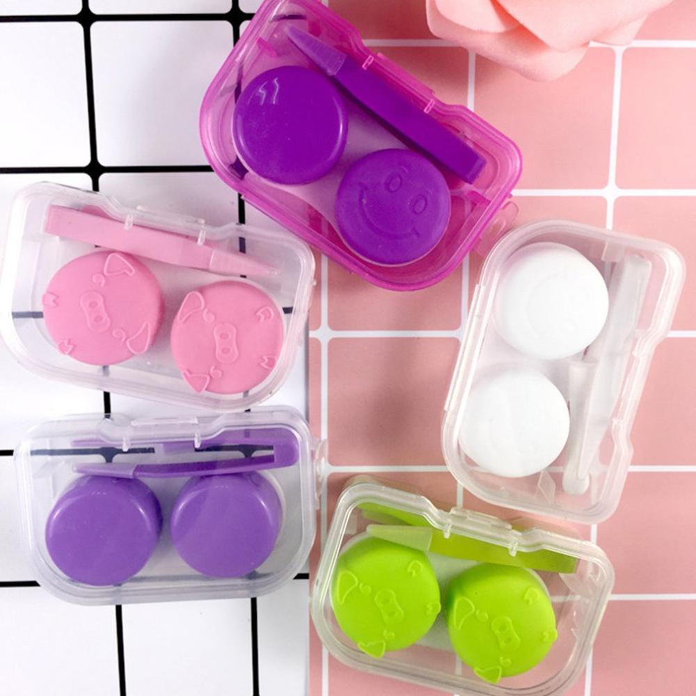 Caja de lentes de contacto de Color sólido Pp kit de cuidado ocular caja de lentes de contacto portátil caja de almacenamiento de espejo de viaje para el hogar