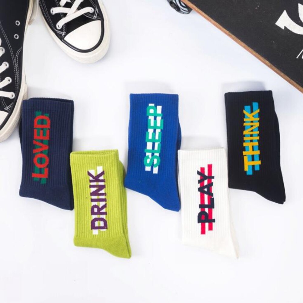 Men's socks spring trendy socks hip-hop socks cotton skateboard English street dance socks women men's street socks