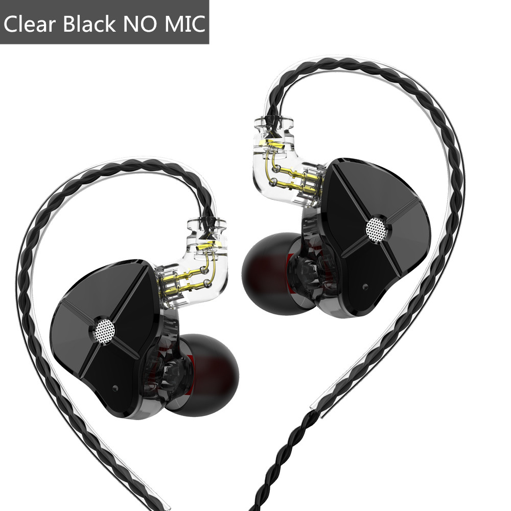 Trn st1 1dd + 1ba fone de ouvido híbrido, de alta fidelidade, monitor dj, para corrida, esporte, cabo destacável, zst es4 v80 v90: Black no mic