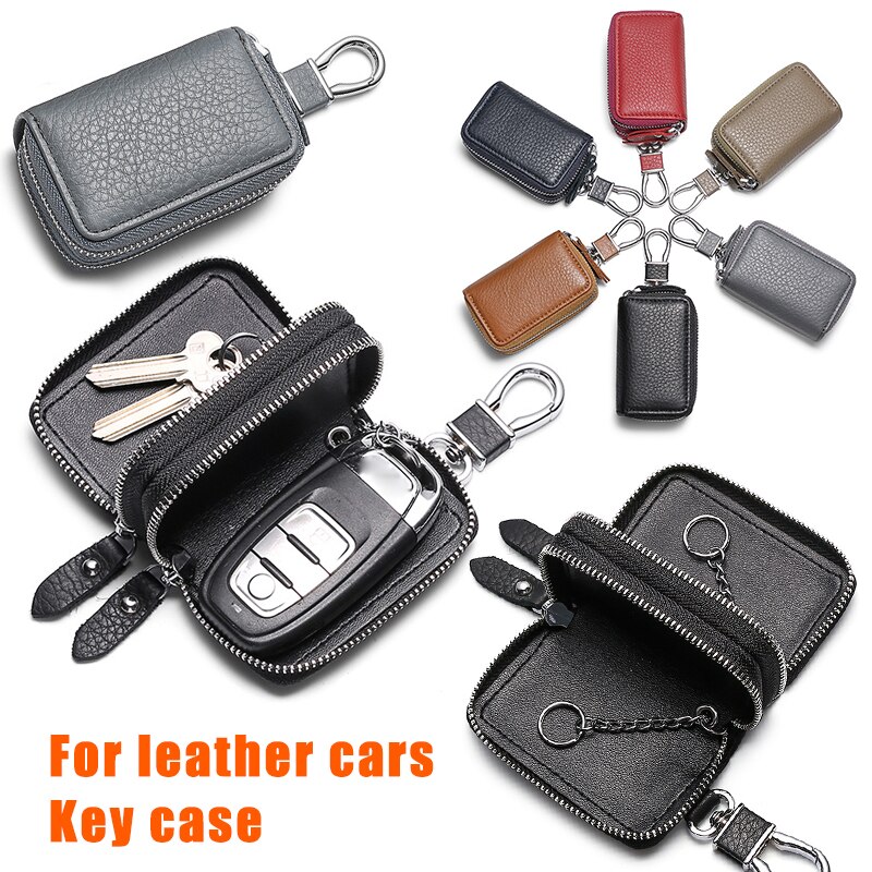 Capa de couro para chave de carro, bolsa portátil leve com dupla camada para chave inteligente de carro sci88