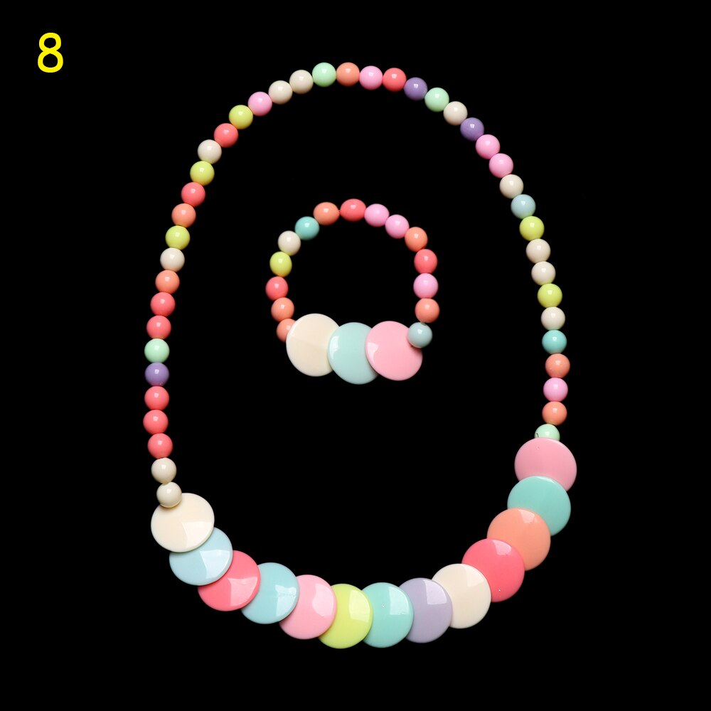 1 Set Prinses Meisje Ketting + Armband Kralen Speelgoed Vlinders Bloemen Baby Handgemaakte Ketting Kinderen Verjaardag Accessoires