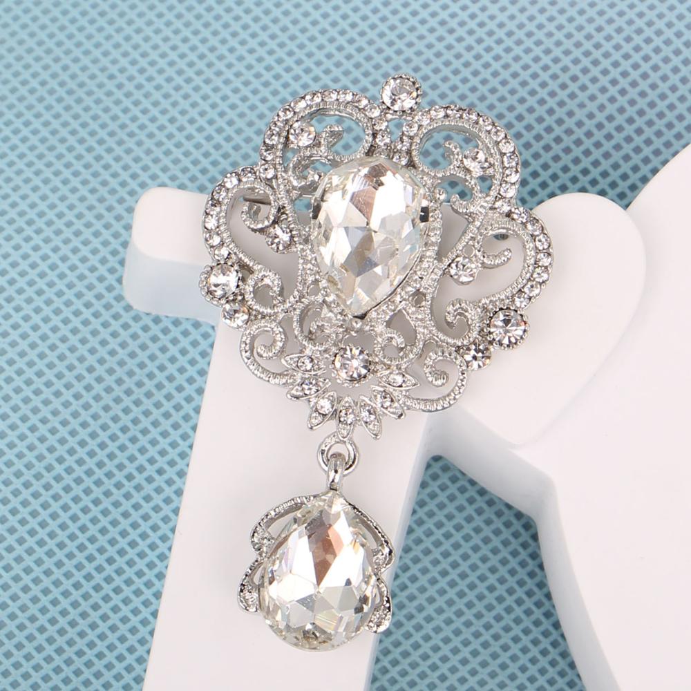 DIEZI Luxury Crystal Gold Crown Brooch Jewelry Women Brooches For Wedding Big Water Scarf Brooch Pins Bouquet