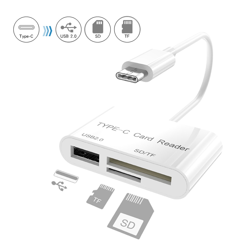 Usb C Type C Card Sd Reader Adapter Kabel Sd &amp; Micro Sd Tf Verbinding Smart Geheugenkaartlezer Voor macbook Pro Type-C Poort