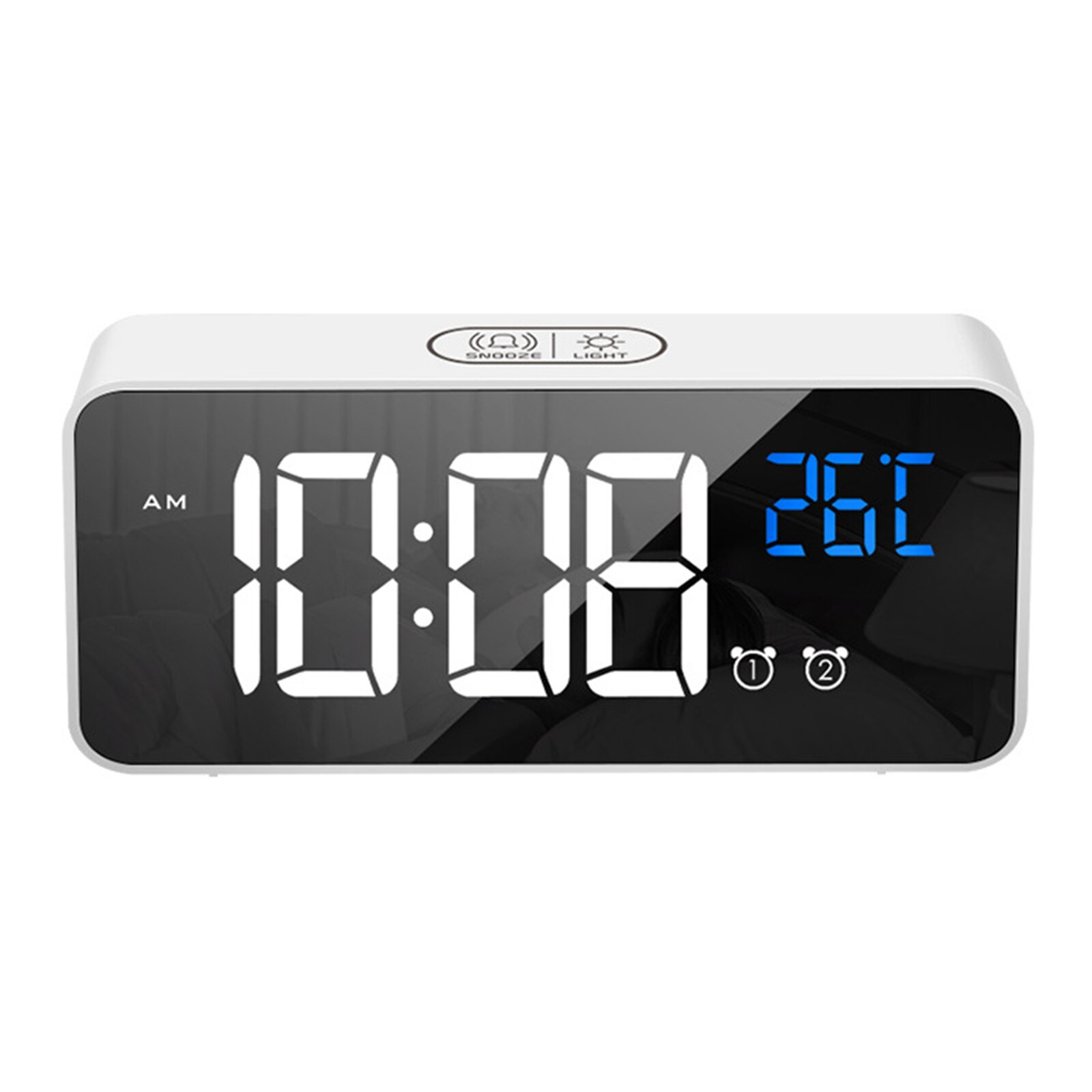Music Alarm Clock LED Digital Clock 2 Alarms Voice Control Snooze Temperature Display Reloj Despertador Digital with USB Cable