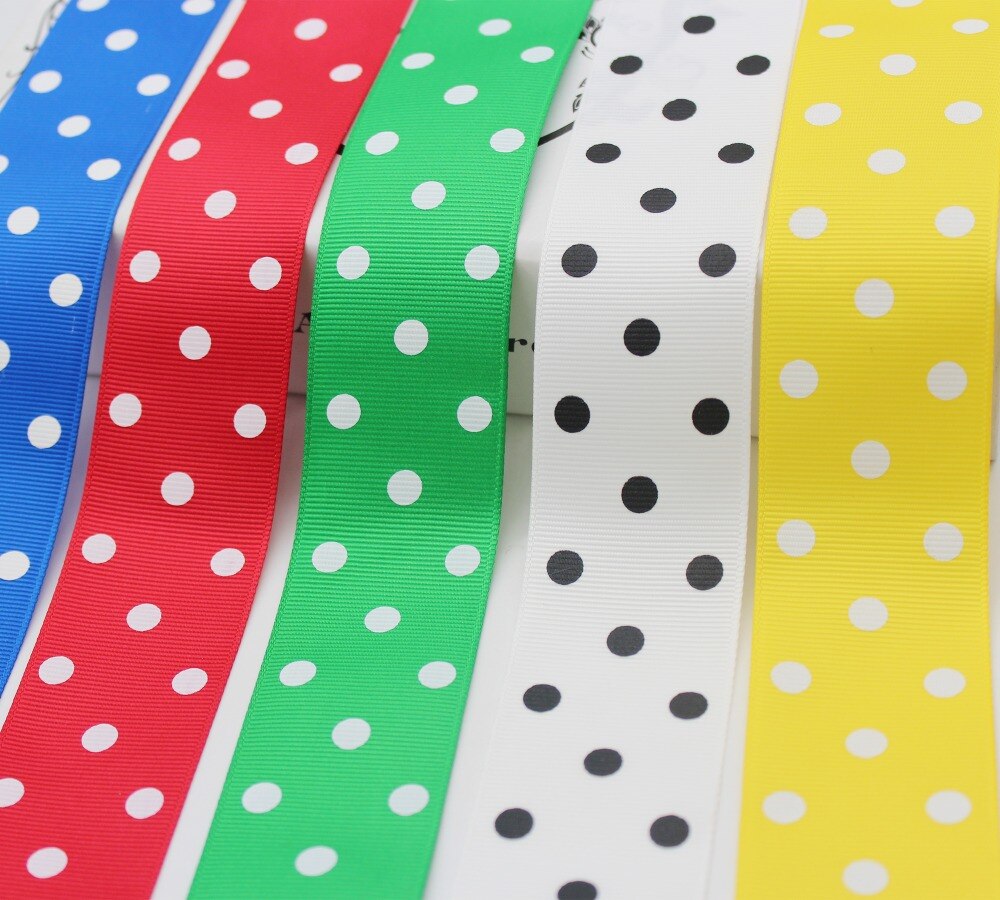 1.5 inch 38mm 4cm stippen grosgrain lint milieuvriendelijk polyester stof bedrukt met witte stippen voor hoofdband lint strik accessoire