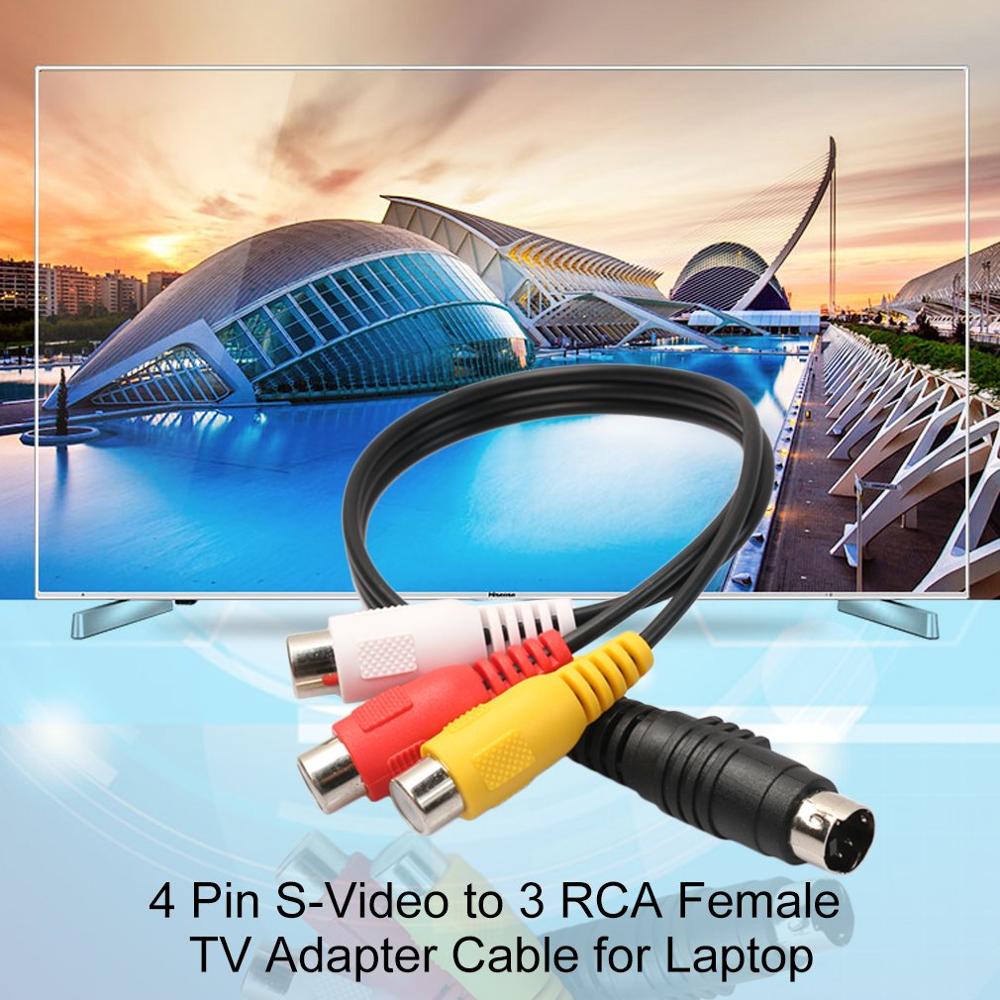 Professionele Audio Kabel 4 Pin S-Video Naar 3 Rca Vrouwelijke Tv Adapter Kabel Voor Laptop Met Vrouwelijke Rca poort En 4 Pin S-Video-Poort