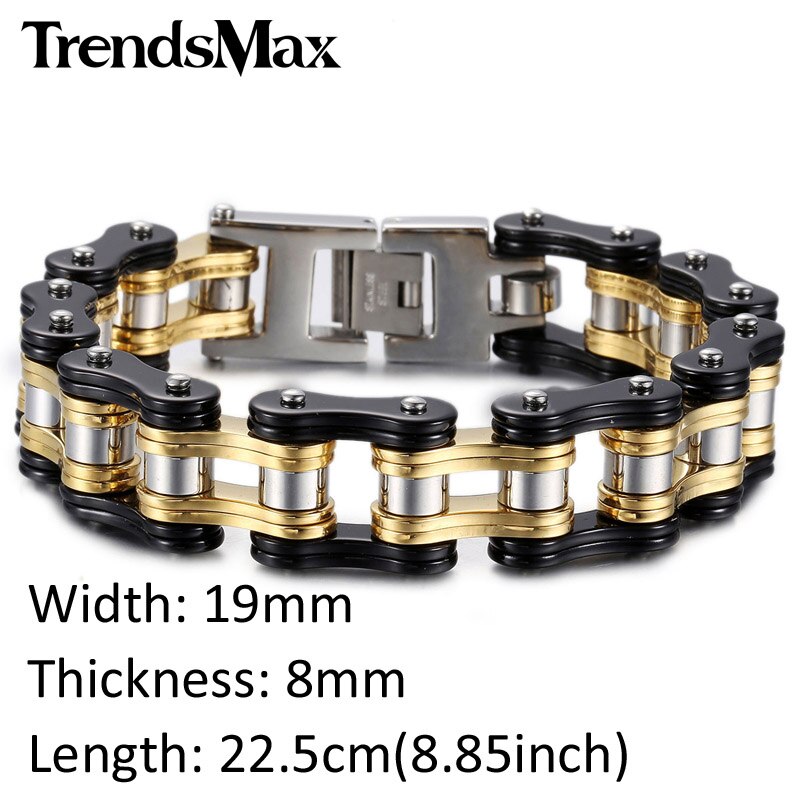 Men's Bracelets Hiphop Biker Motorcycle Link Chain 316L Stainless Steel Bracelet For Male Jewelry 18/18.5/19mm KHBM56: HB269