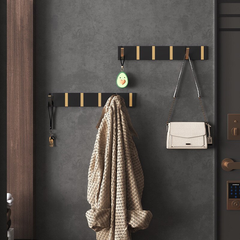Toallero plegable Invisible de estilo europeo, Colgador de gancho de pared para baño, cocina, dormitorio, pasillo, color oro negro, 5 luces