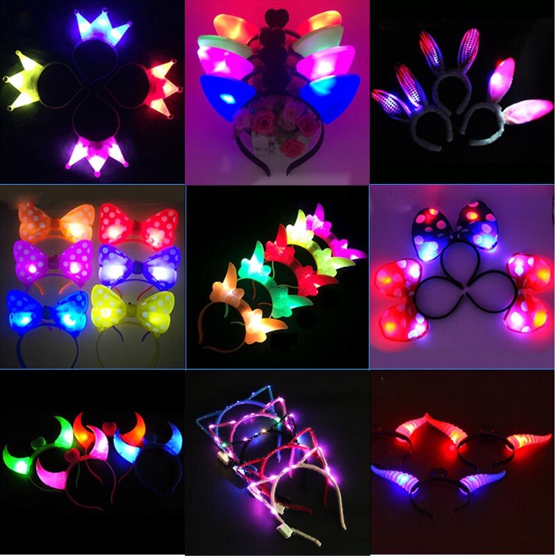 1Pcs Multi Light Up Flashing Blinking LED Headband Girl Wedding Hair Accessories Glow Party Christmas Year
