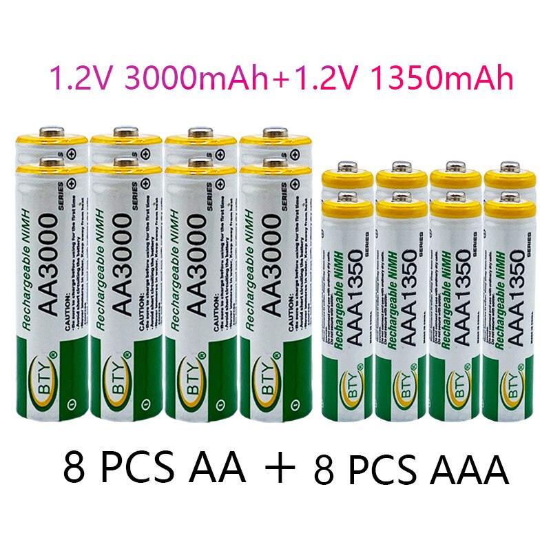 Brand 1.2V Aa 3000Mah Ni Mh Oplaadbare Batterij + Aaa Batterij 1350MA Oplaadbare Batterij Ni Mh 1.2V Aaa Batterij