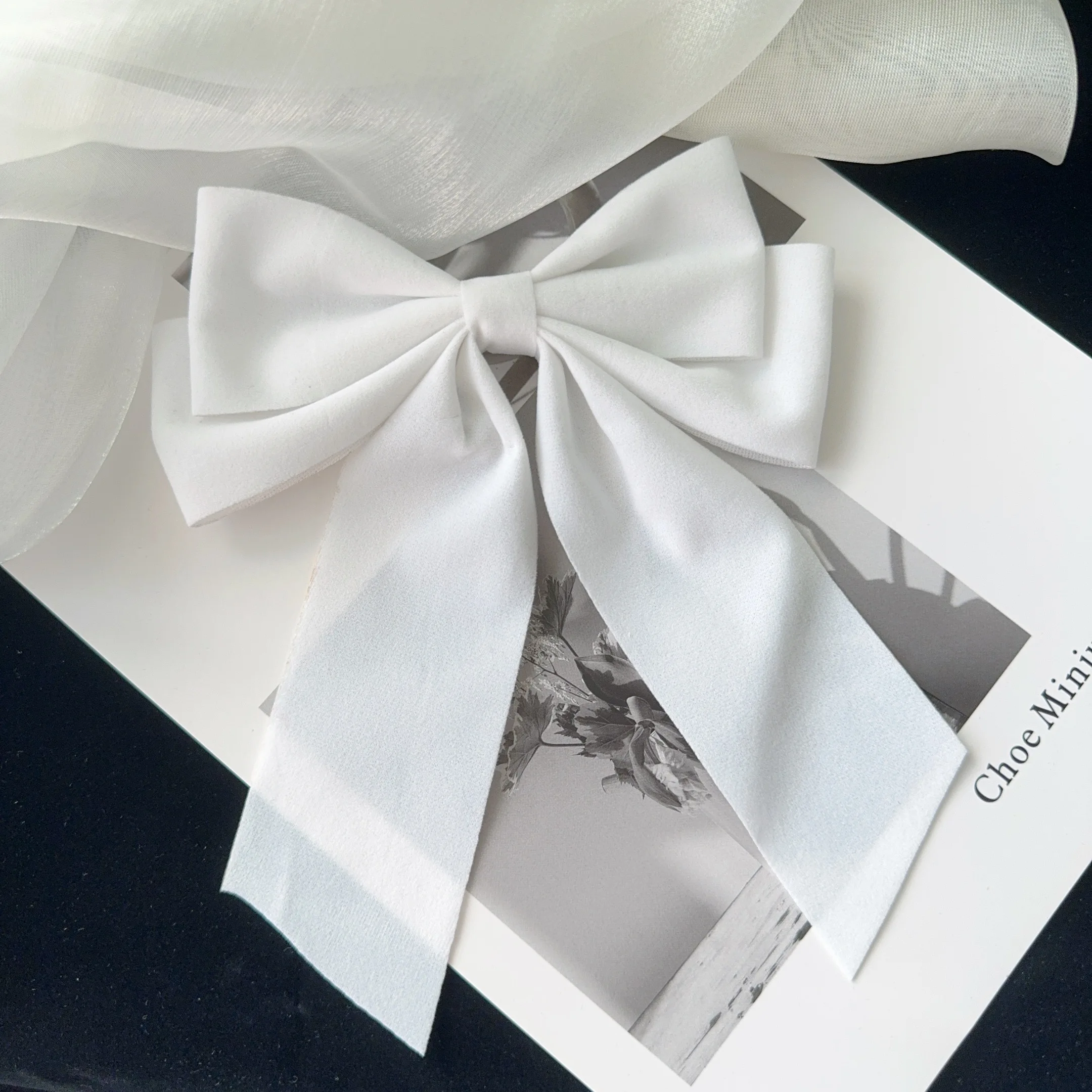 6 estilos de pinzas largas de satén con lazo grande para niñas, pinzas para el pelo para la cabeza trasera, color rojo Internet con el mismo temperamento, accesorios elegantes para el cabello