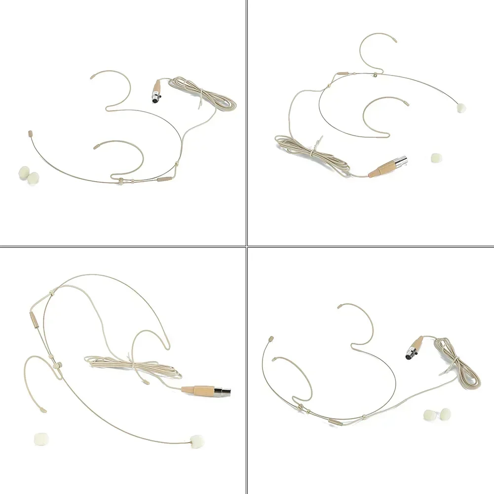 Hochwertiges Doppel-Ohrbügel-Headset-Mikrofon, am Kopf getragenes Mikrofon für kabellose Taschen, 3,5 mm, 4-polig