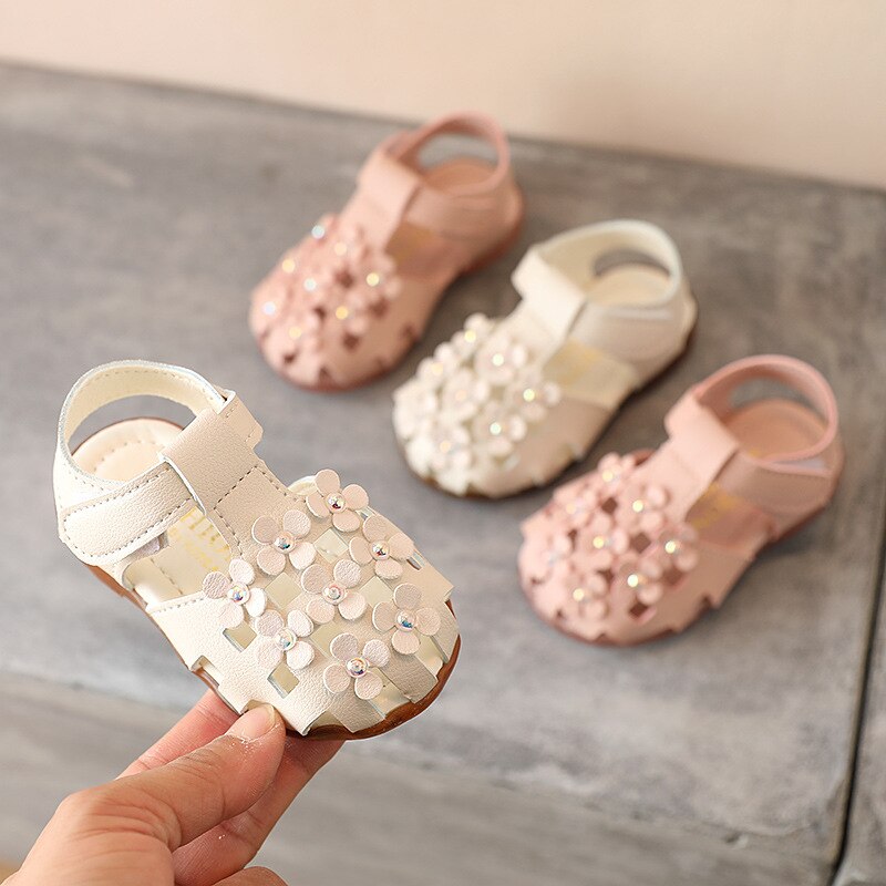 Baby Meisjes Bloemen Sandalen Zachte Pu Leer Peuter Babyschoenen Cut-Out Strand Sandalen Zomer Prinses Schoen SXJ052
