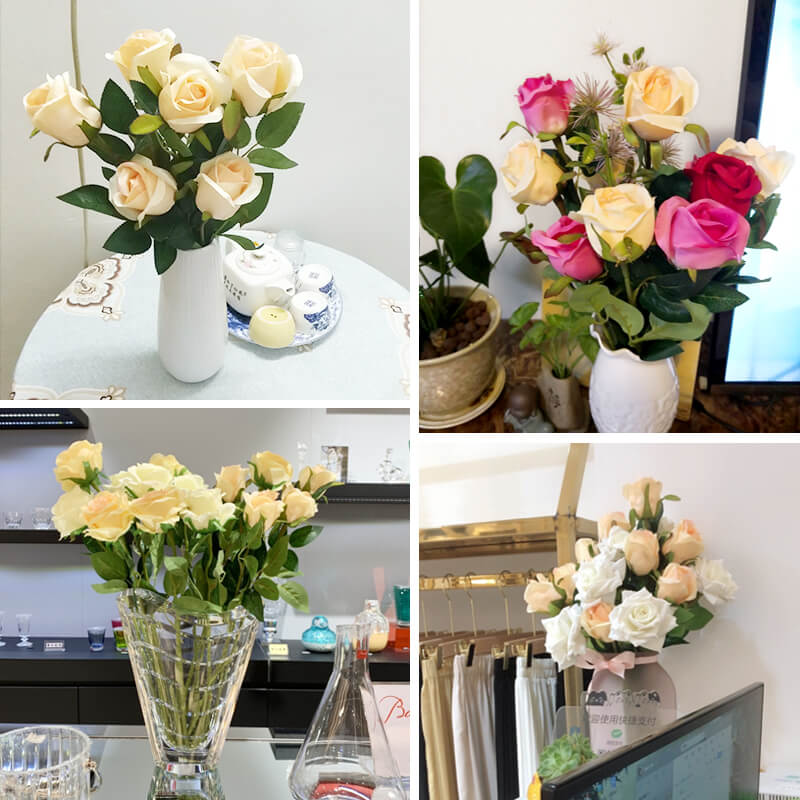 10 pc/ set 50 cm champagne ros blommor bunt röda rosor konstgjord blombukett bröllop bord dekor heminredning