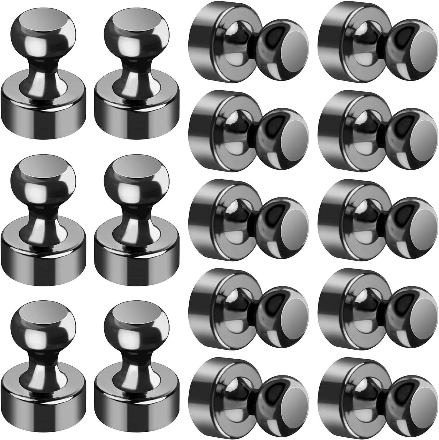 Black Neodymium Magnetic Push Pins - Strong Refrigerator & Whiteboard Magnets for Office, Kitchen & Map Use: light green