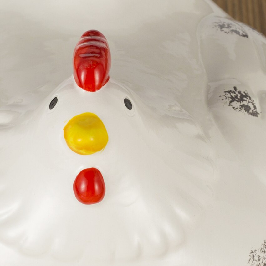 Egg Fruit Ceramic Storage Basket With Lid Large Capacity Mesh Metal Holder Kitchen Supplies Hen Ornament Organizer Container