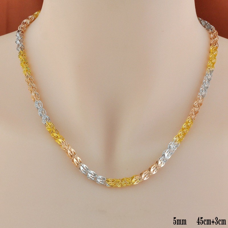 Bocai halskette  s925 echtem sterlingsilber für damen, schlichtes, klassisches Entwurf mit phönixschwanz, thailändisches silber, #39: 5mm 45cm