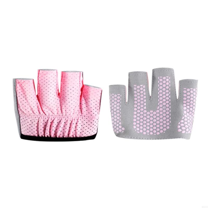 R6FE vier Finger Frauen Yoga Handschuhe Halffinger -Ausbildung Griff Handschuhe für Fitnesstraining: Grau