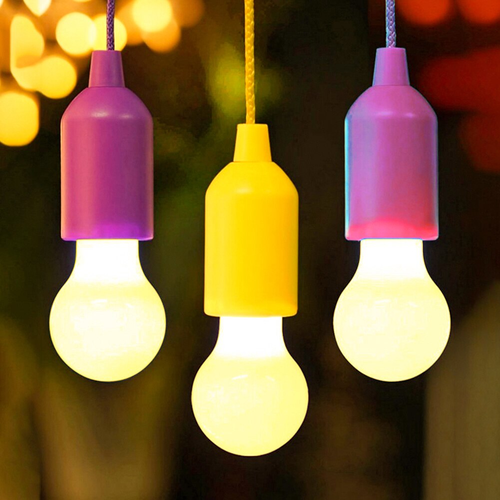 Led Opknoping Lamp Batterij Aangedreven Kleurrijke Pull Koord Lampen Led Lampen Voor Outdoors Camping Thuis Garage Patio En tent