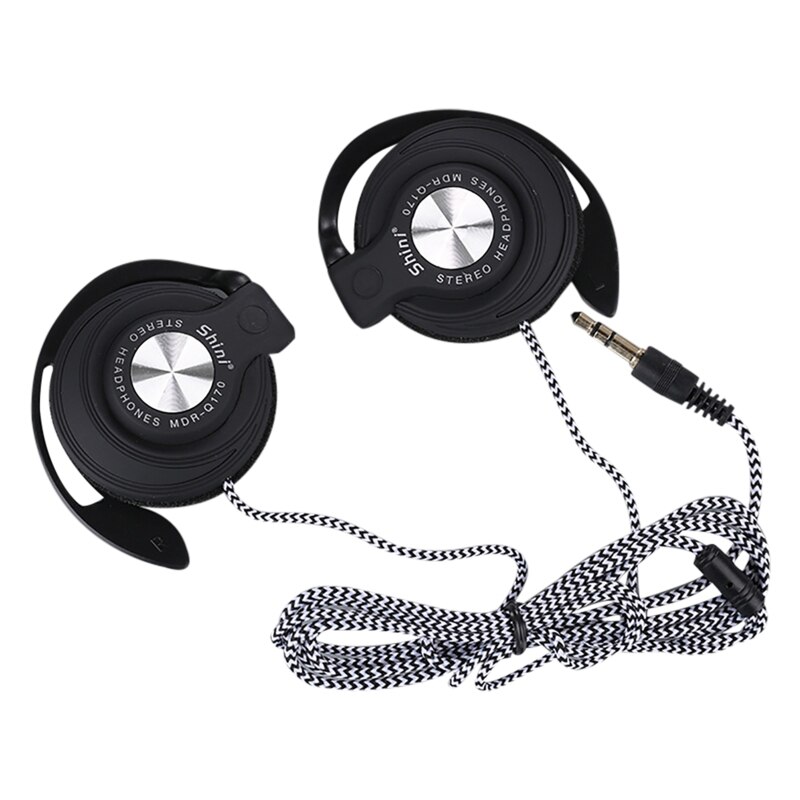 Uniwersalny wtyk 3.5mm przewodowy klip do gier sportowych na słuchawki Laptop MP3 słuchawki douszne do siłowni do treningów i ćwiczeń: Black