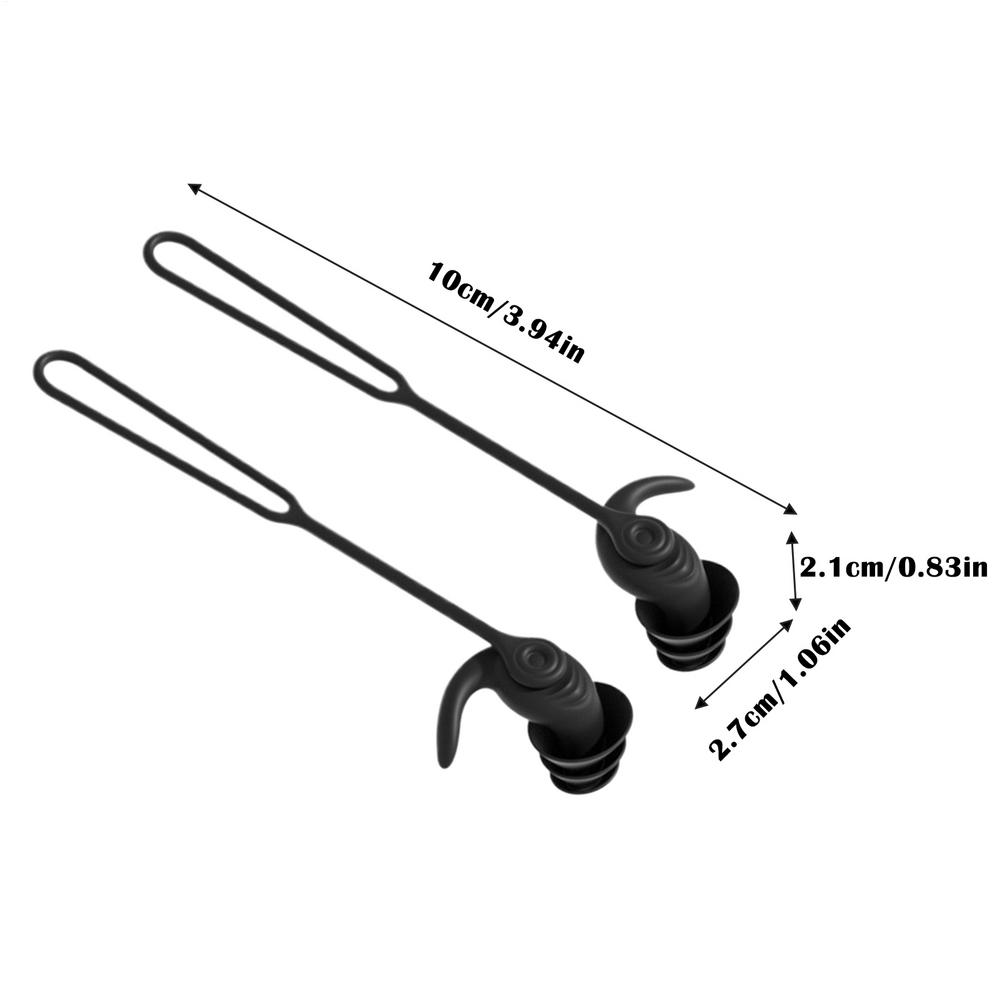 Tapones para los oídos de silicona para nadar, tapones para los oídos para nadar con reducción de ruido, tapones para los oídos de agua reutilizables con cordón, tapones para los oídos para dormir, nadar: Negro