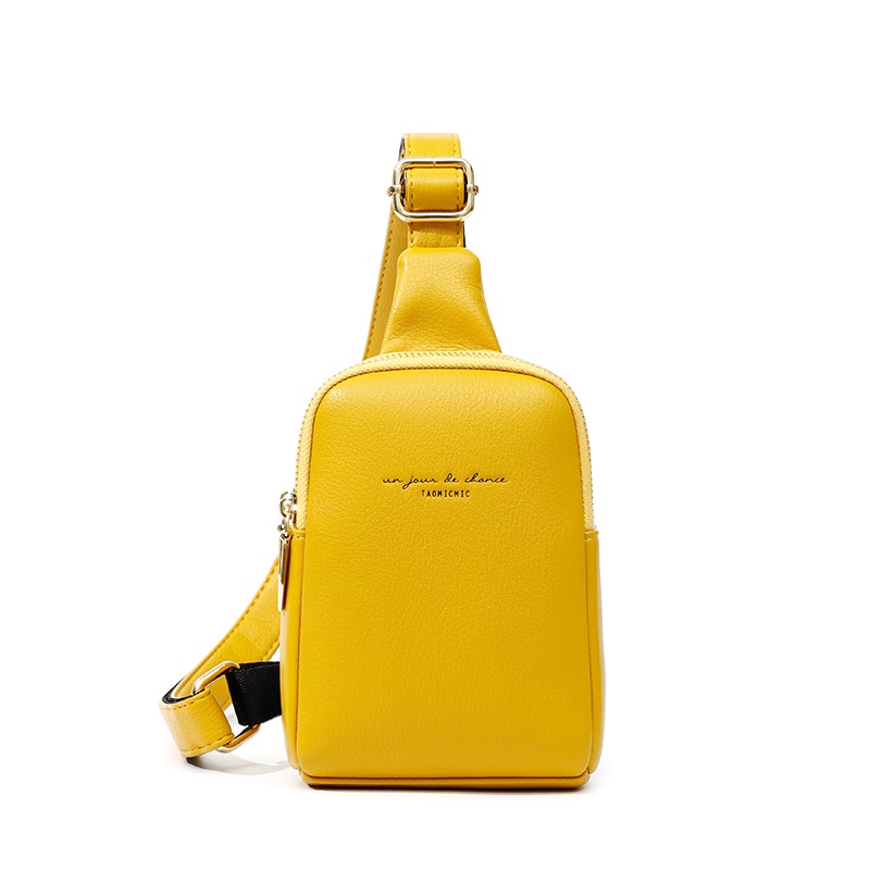 Bolso de pecho de estilo Hip Hop para mujer, Mini bandolera de , de cuero PU, para cintura: Yellow