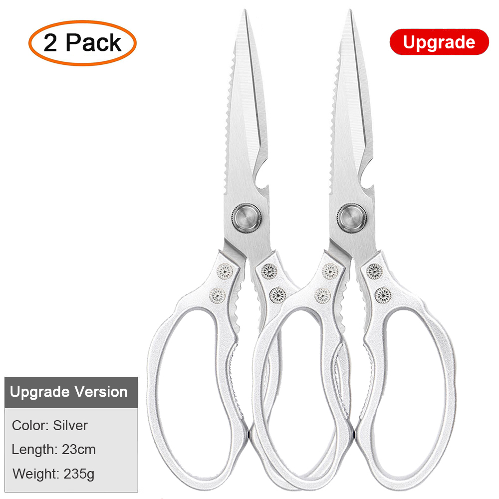 Kitchen Scissors Multi-Purpose Kitchen Shears Heavy Duty Stainless Steal Safe Food Scissors for Chicken Poultry Fish Meat: 2 pack upgrade