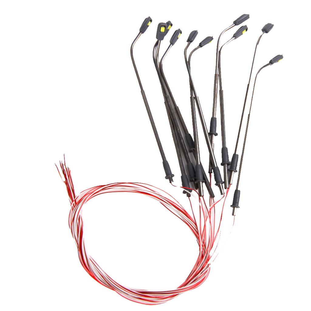 10 Model LED Light Railroad Street Layout Single Head Lamppost 1:200 Z Scale