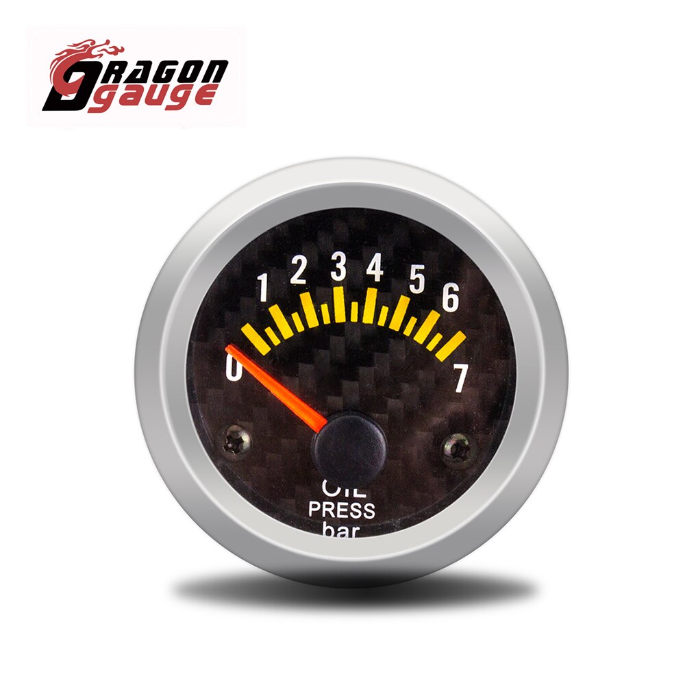 DRAGON GAUGE 2" 52mm Tachometer RPM Meter Water Temp Oil Temp Oil Press Voltmeter Boost Gauge PSI/BAR Car Gauge for 12V Car: Oil Press Gauge