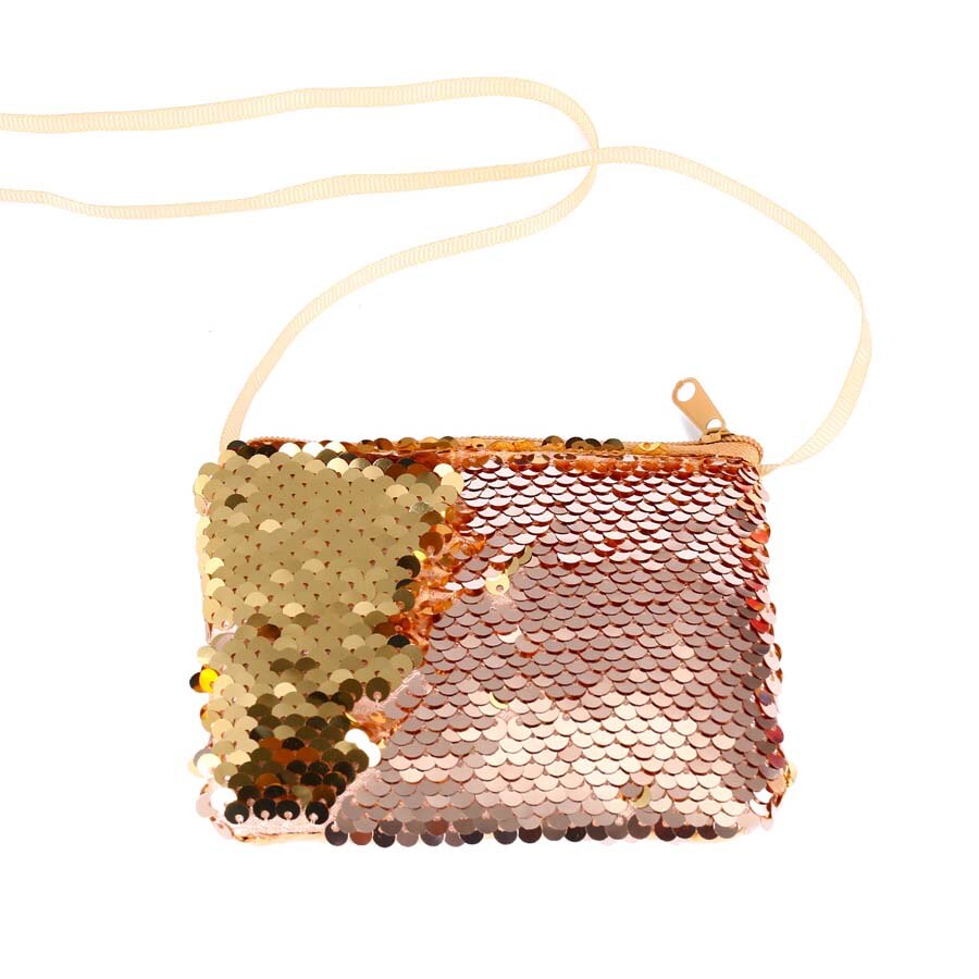 Børn glitter pailletter tegnebøger crossbody pung lynlås pose lille skuldertaske taske baby pige børns pailletter mønt pung: F