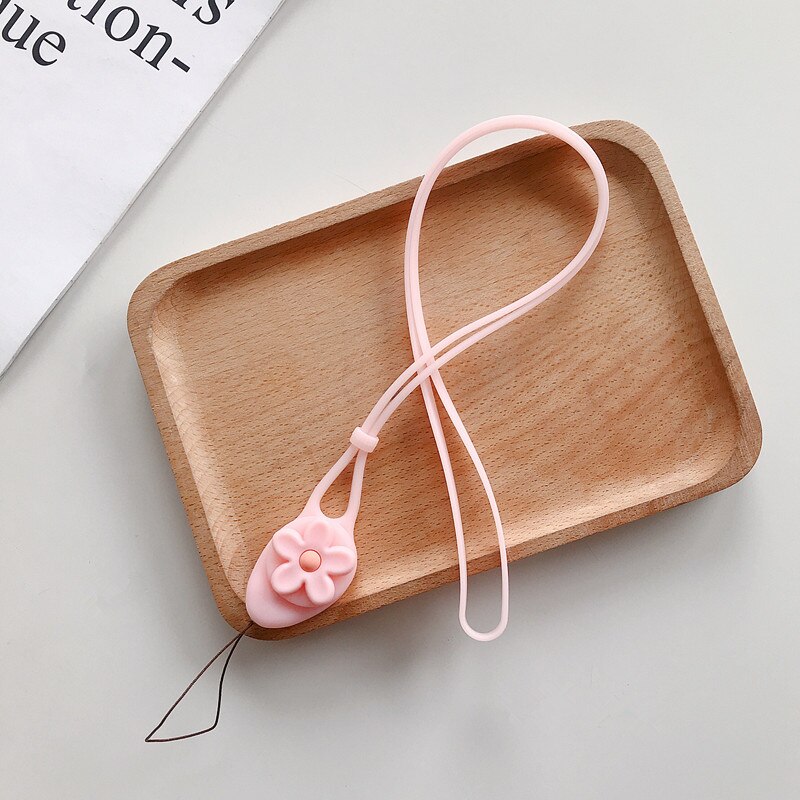 Cute Flower Mobile Phone Straps Rope Cartoon Strap Neck Lanyards Hand Strap For Phone Case Long Rope Lariat For Name Card Chain: Pink ( long )