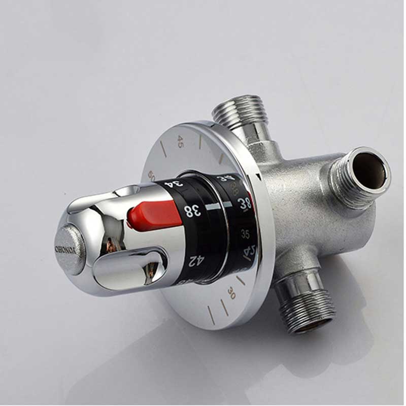 Chrome Thermostatic Brass Mixer Valve Brass Cartridge Mixer Valve Cold Water Temperature Control Mixer Bathroom Accessories