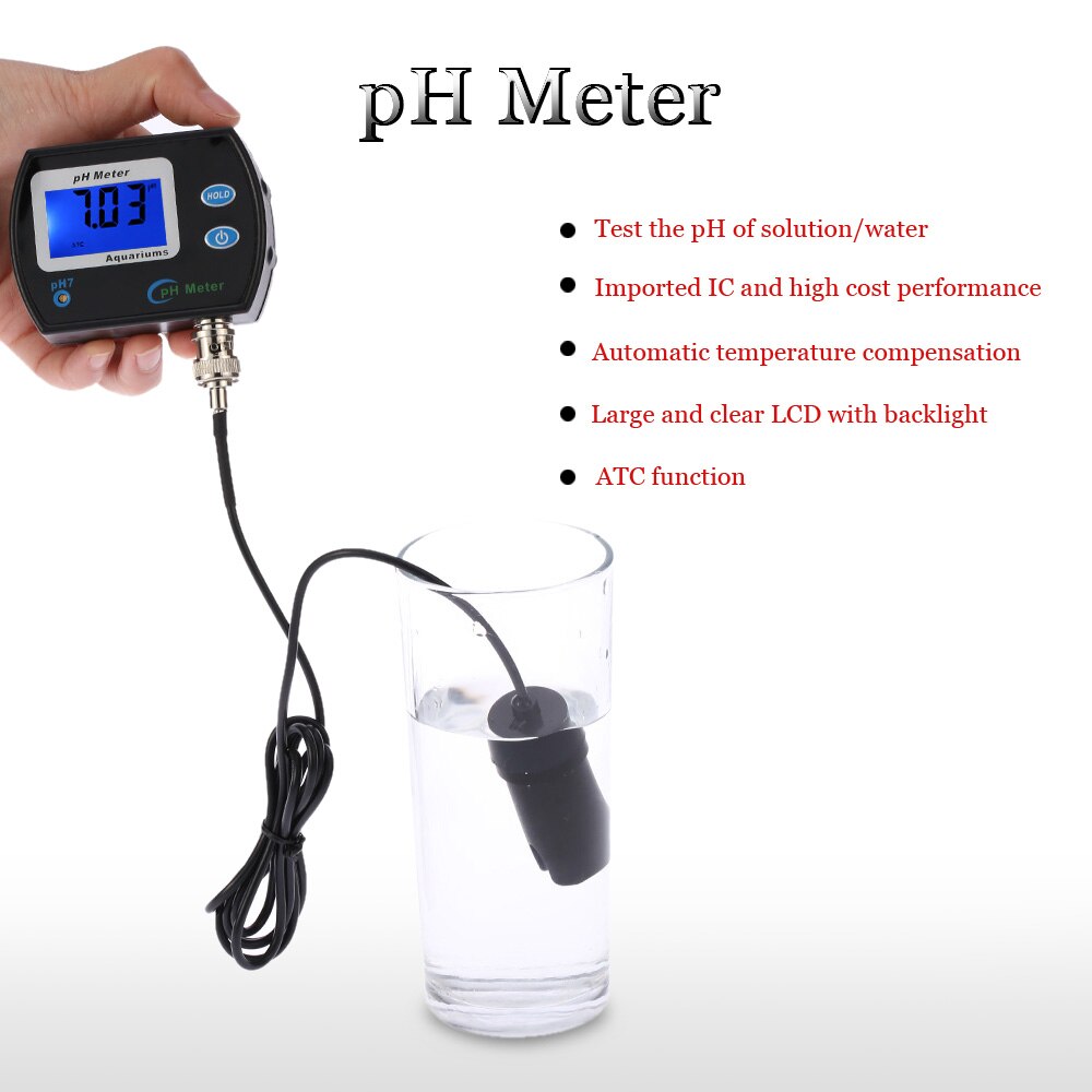 mini digital ph måler til vann akvarium basseng ph måler tester vann Observere analyzer 0.1ph nøyaktighet med lcd fortrengning