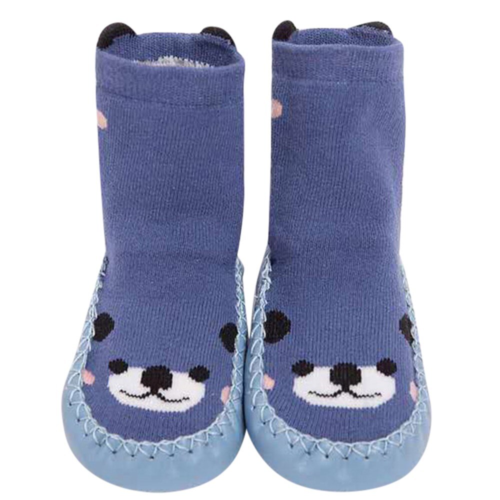 Winter Warme Baby Mädchen Jungen Socken Kinder Kleinkind Baby Jungen Cartoon Tier Dicke Warme Anti-Slip Socken Hausschuhe Weichen schuh Socken: Blau / 12m