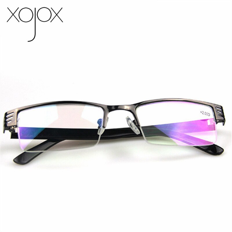 XojoX Finished Myopia Glasses Women Men Metal Half-rimmed Blue film Short-sighted Eyewears Student Nearsighted Spectacles